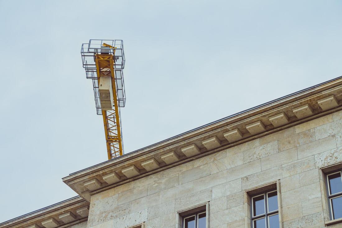 construction crane above the building